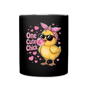 Süßes Küken – frech & stylisch - Tasse einfarbig - Schwarz - Vorne