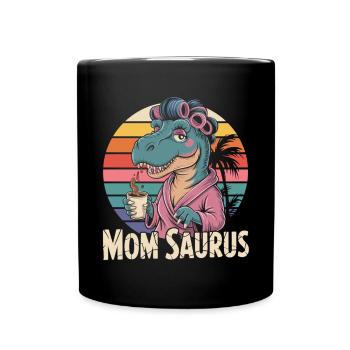 Retro Mama Saurus für starke Mütter - Tasse einfarbig - Schwarz - Vorne