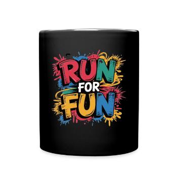 Run for Fun Laufshirt - Tasse einfarbig - Schwarz - Vorne
