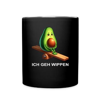 Lustige Avocado wippen Comic Spielplatz Vegan - Tasse einfarbig - Schwarz - Vorne