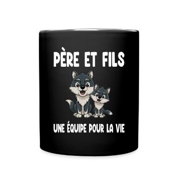 Father and Son Wolf Dad Duo Matching Father's Day - Full Colour Mug - black - Front