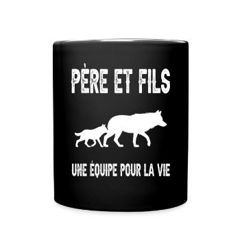 Father and Son Wolf Dad Father's Day - Full Colour Mug - black - Front