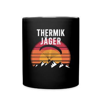 Thermik Gleitschirm Abenteuer Im Sonnenuntergang - Tasse einfarbig - Schwarz - Vorne