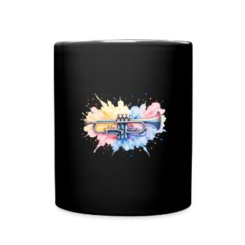 Colorful Trumpet Watercolor Watercolor Paint Splash - Full Colour Mug - black - Front