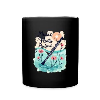 Clarinette aux fleurs - La musique fait flotter mon âme - Mug uni - noir - Devant