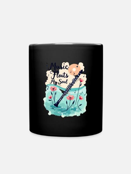Clarinette aux fleurs - La musique fait flotter mon âme - Mug uni - noir