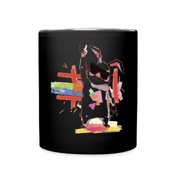 Regenbogenroboter Partystar - Tasse einfarbig - Schwarz - Vorne