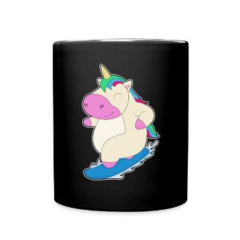 Einhorn Snowboarder Snowboard - Tasse einfarbig - Schwarz - Vorne