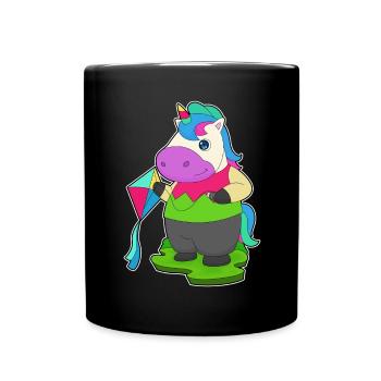 Unicorn Kite Flying Kite - Full Colour Mug - black - Front