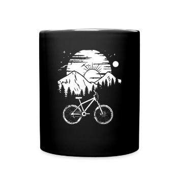 Mountainbiking Zeichnung - Tasse einfarbig - Schwarz - Vorne