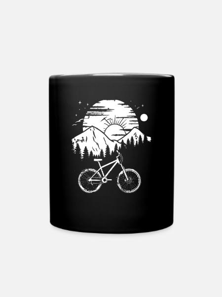 Mountainbiking Zeichnung - Tasse einfarbig - Schwarz