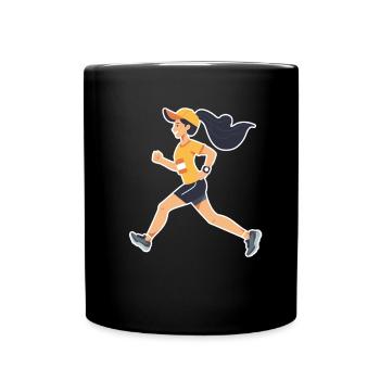 Läuferin Comic - Tasse einfarbig - Schwarz - Vorne