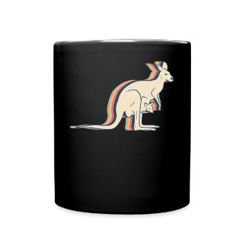 Kangaroo Australia Retro Line Art - Mug uni - noir - Devant