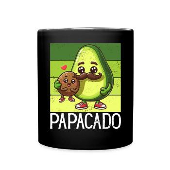 Papacado Avocado Papa Vatertag Vater Vaterschaft - Tasse einfarbig - Schwarz - Vorne