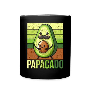 Papacado Avocado Papa Vatertag Vater Vaterschaft - Tasse einfarbig - Schwarz - Vorne