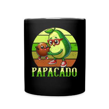 Papacado Avocado Papa Vatertag Vater Vaterschaft - Tasse einfarbig - Schwarz - Vorne