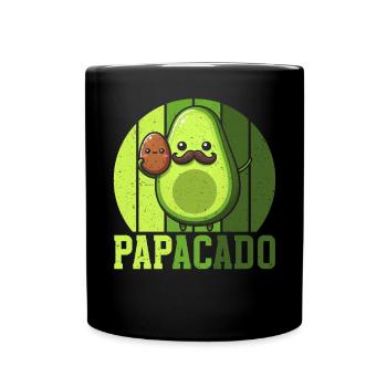 Papacado Avocado Papa Vatertag Vater Vaterschaft - Tasse einfarbig - Schwarz - Vorne