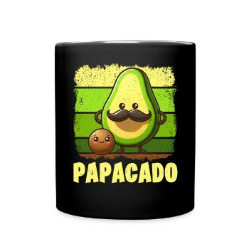 Papacado Avocado Papa Vatertag Vater Vaterschaft - Tasse einfarbig - Schwarz - Vorne
