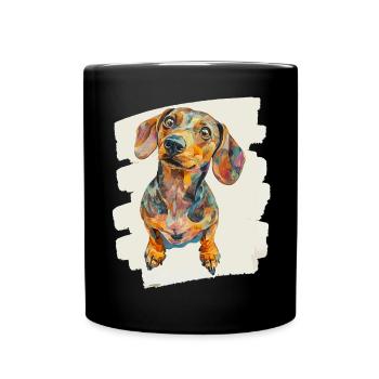 Dackel - Tasse einfarbig - Schwarz - Vorne
