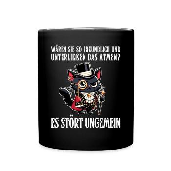 Sa respiration est inquiétante – Chat cynique au regard noble - Mug uni - noir - Devant
