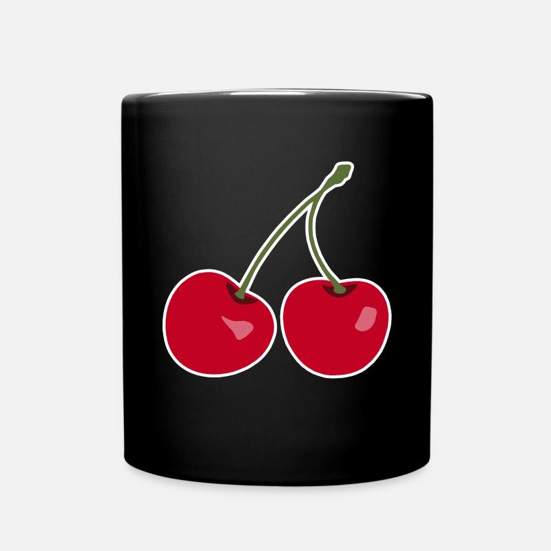 Kirsche, Rote Kirschen - Tasse einfarbig - Schwarz