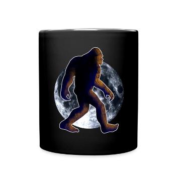 Bigfoot Sasquatch und Mond - Tasse einfarbig - Schwarz - Vorne