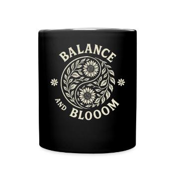 Gleichgewicht und Düsternis Florale Yin Yang Kunst - Tasse einfarbig - Schwarz - Vorne