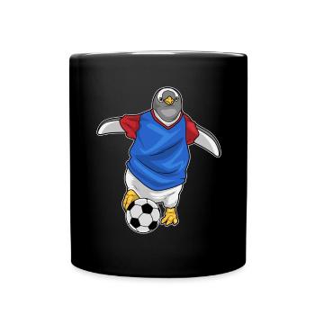 Pinguin Fußballspieler Fußball - Tasse einfarbig - Schwarz - Vorne
