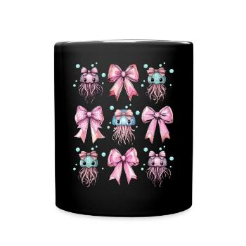 Coquette Schleife Qualle Ozean Mädchen Mama rosa - Tasse einfarbig - Schwarz - Vorne
