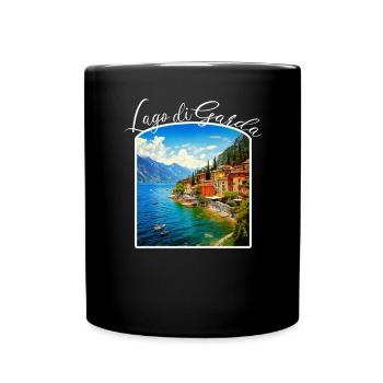 Gardasee, Lago di Garda - Tasse einfarbig - Schwarz - Vorne