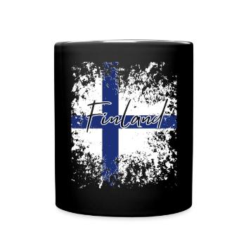Finnischer Stolz, Flagge Finnlands - Tasse einfarbig - Schwarz - Vorne