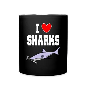 J’aime les requins Drôle de requin à tête de marteau, marteau mignon - Mug uni - noir - Devant