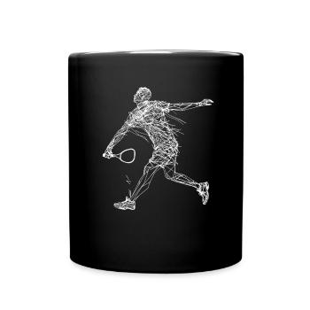 Badminton Zeichnung - Tasse einfarbig - Schwarz - Vorne