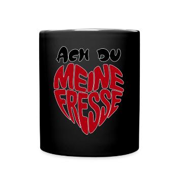 Ach du meine Fresse - Tasse einfarbig - Schwarz - Vorne