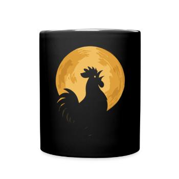 Hahn im Mond - Tasse einfarbig - Schwarz - Vorne