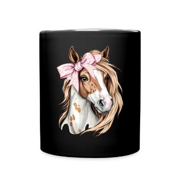 Coquette Bogen Appaloosa Pferd Mädchen Mama Rosa - Tasse einfarbig - Schwarz - Vorne
