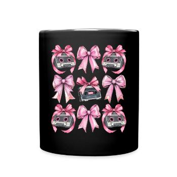 Coquette Bow Cassette Strap 80s Retro - Full Colour Mug - black - Front