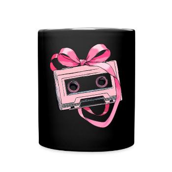 Coquette Bow Cassette Strap 80s Retro - Full Colour Mug - black - Front