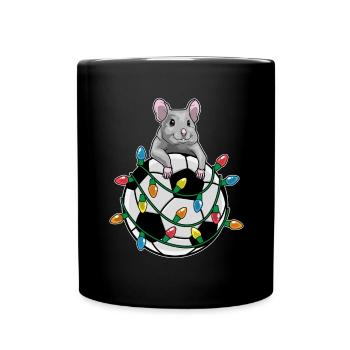 Mouse Christmas Football - Full Colour Mug - black - Front