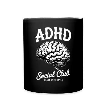 ADHD Gehirn Social Club Chaos - Tasse einfarbig - Schwarz - Vorne