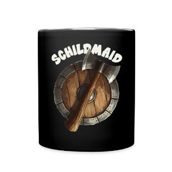 Schildmaid Wikinger Odin, Thor Asgard Schild - Tasse einfarbig - Schwarz - Vorne