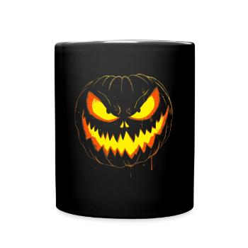 Spooky Pumpkin Face Halloween - Full Colour Mug - black - Front