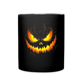 Visage de citrouille effrayant Halloween - Mug uni - noir - Devant