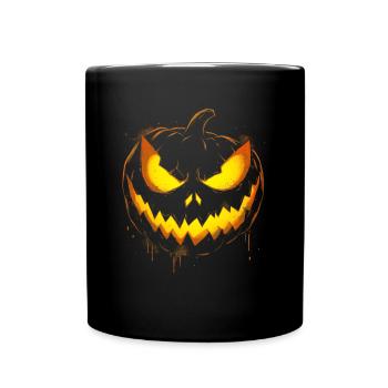 Spooky Pumpkin Face Halloween - Full Colour Mug - black - Front