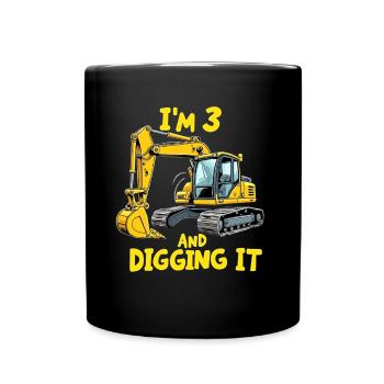 I'M 3 And Digging It - 3 Years, 3rd Birthday - Full Colour Mug - black - Front
