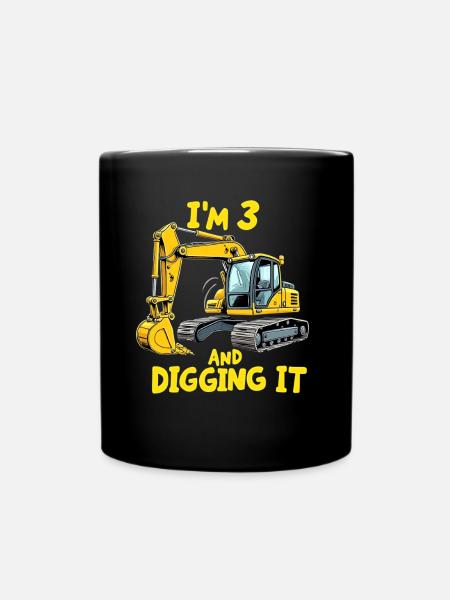 I'M 3 And Digging It - 3 Years, 3rd Birthday - Full Colour Mug - black