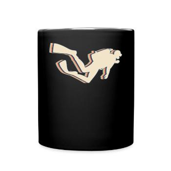 Diving Diver Retro Line Art - Full Colour Mug - black - Front
