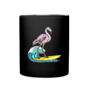 Été de surf sur planche de surf au flamant rose - Mug uni - noir - Devant