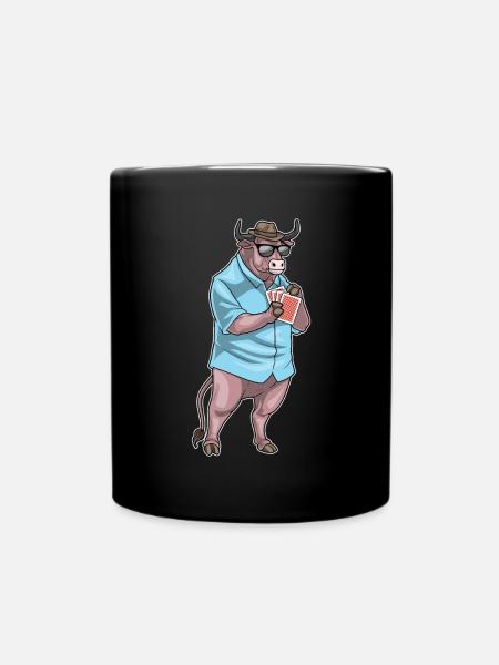 Stier Poker Pokerkarten - Tasse einfarbig - Schwarz