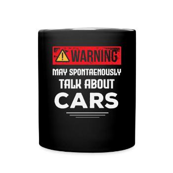 Kann über Autos sprechen - Tasse einfarbig - Schwarz - Vorne